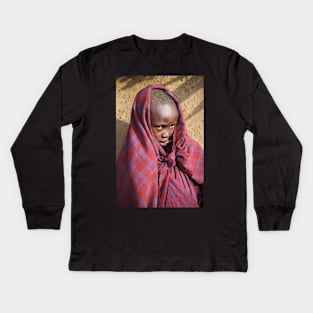 Young Maasai Girl Kids Long Sleeve T-Shirt